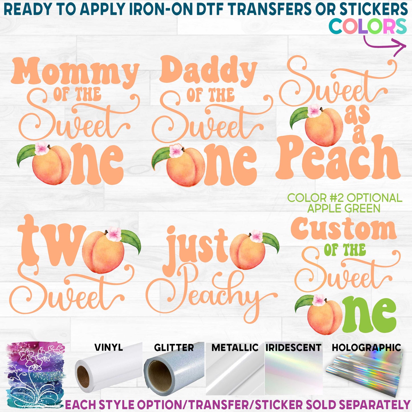 (s415-2) Watercolor Peach Family of the Sweet One Custom Text