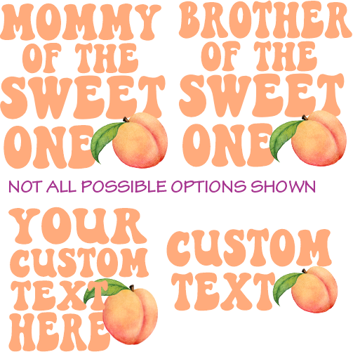 (s415-4) Watercolor Peach Family of the Sweet One Custom Text