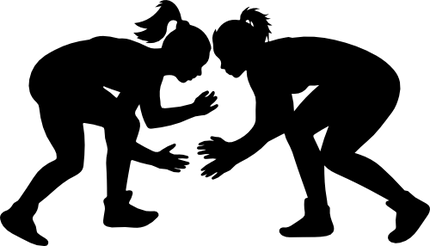 (414-01-K) Female Lady Wrestler Silhouette