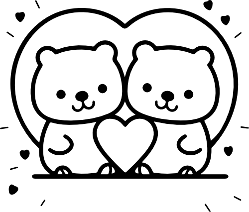 (418-01-1B) Bear Couple Best Friends Buddies