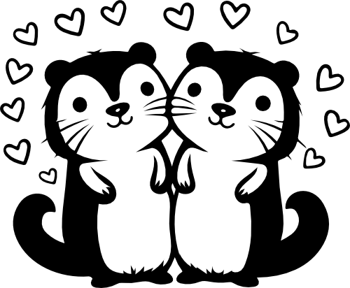 (418-01-2C) Cute Otter Otters Couple Best Friends Buddies