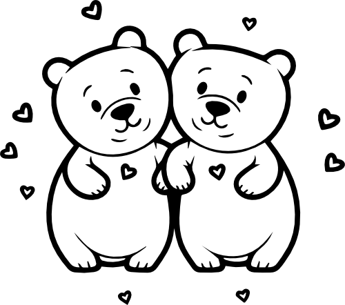 (418-01-1C) Bear Couple Best Friends Buddies