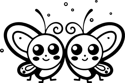 (418-01-1F) Cute Butterflies Butterfly Couple Best Friends Buddies