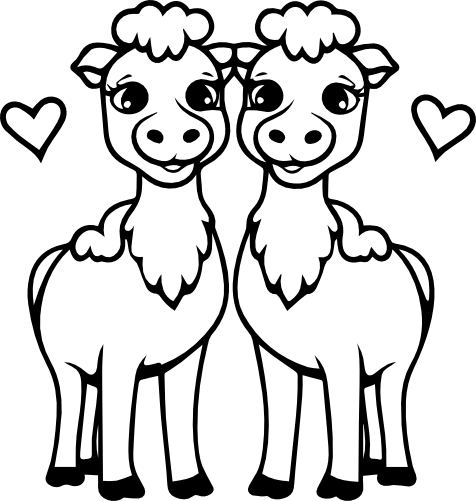 (418-01-1G) Cute Camel Couple Best Friends Buddies