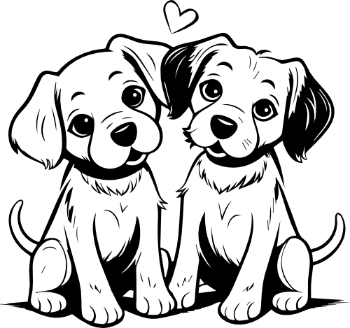 (418-01-1K) Cute Dogs Puppies Couple Best Friends Buddies