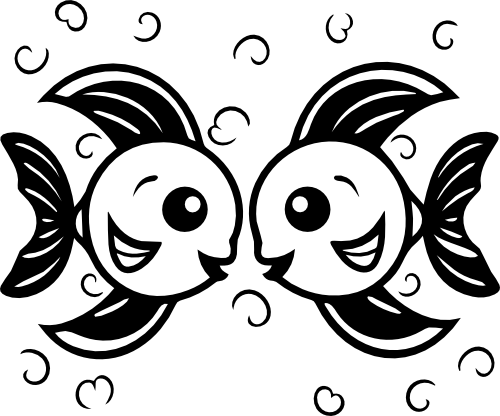 (418-01-1M) Cute Fish Couple Best Friends Buddies