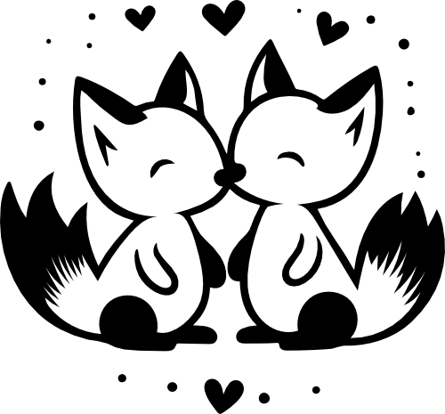 (418-01-1O) Cute Fox Couple Best Friends Buddies