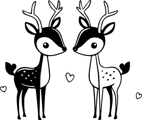 (418-01-2P) Cute Deer Couple Best Friends Buddies