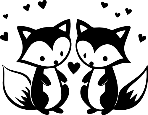 (418-01-1P) Cute Fox Couple Best Friends Buddies