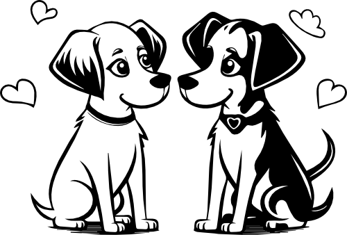 (418-01-2Q) Cute Dogs Couple Best Friends Buddies