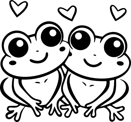 (418-01-1Q) Cute Frogs Couple Best Friends Buddies