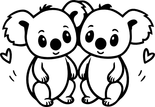 (418-01-1W) Cute Koalas Couple Best Friends Buddies