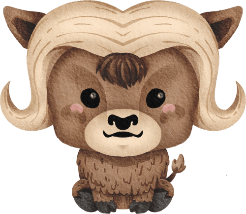 (s419-1-2G) Sitting Baby Musk Ox