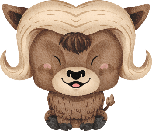 (s419-1-2G) Sitting Baby Musk Ox