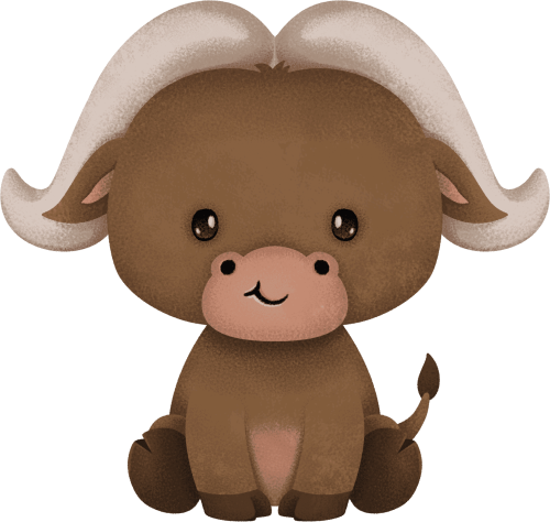 (s419-2-2S) Sitting Baby African Buffalo