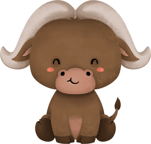 (s419-2-2S) Sitting Baby African Buffalo