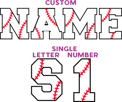 (041-03-B) Baseball Single Letters, Numbers or Text Name