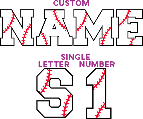 (s041-3B) Baseball Single Letters, Numbers or Text Name