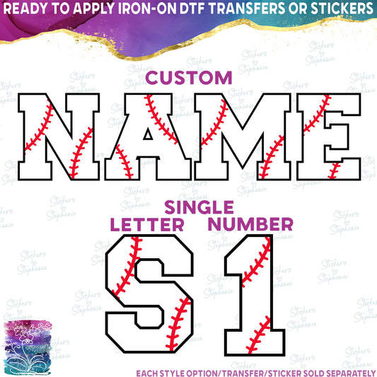 (s041-3B) Baseball Single Letters, Numbers or Text Name