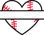 (s041-2-R) Heart Baseball Softball Split Team Name or Custom Text