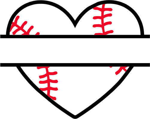 (s041-2-R) Heart Baseball Softball Split Team Name or Custom Text