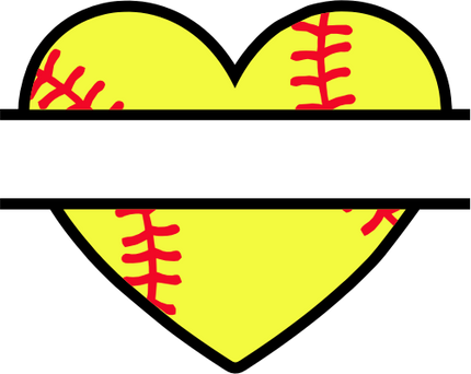 (041-02-1U) Heart Baseball Softball Split Team Name or Custom Text