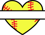(s041-2-R) Heart Baseball Softball Split Team Name or Custom Text