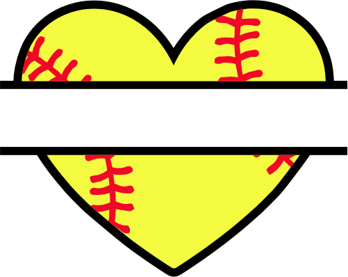 (s041-2-R) Heart Baseball Softball Split Team Name or Custom Text