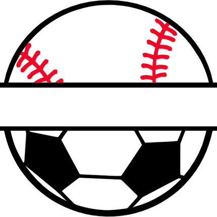 (041-02-1W) Heart Softball Baseball Soccer Split Team Name or Custom Text