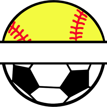 (041-02-1W) Heart Softball Baseball Soccer Split Team Name or Custom Text