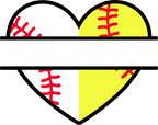 (s041-2-X) Heart Baseball Softball Split Team Name or Custom Text