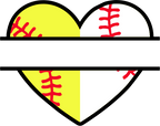 (s041-2-X) Heart Baseball Softball Split Team Name or Custom Text