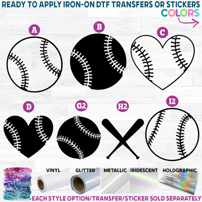 (s041-1) Baseball Softball Round or Heart Ball Printed Heat Transfer or Sticker