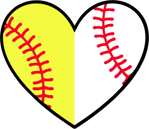 (s041-1) Full Color Softball Baseball Split Heart Ball Red Laces