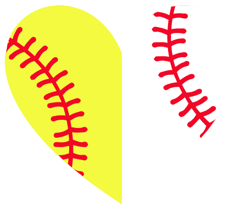 (s041-1) Full Color Softball Baseball Split Heart Ball Red Laces