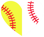 (s041-1) Full Color Softball Baseball Split Heart Ball Red Laces