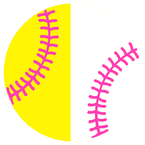 (s041-1) Full Color Split Baseball Softball Round Ball Pink Laces