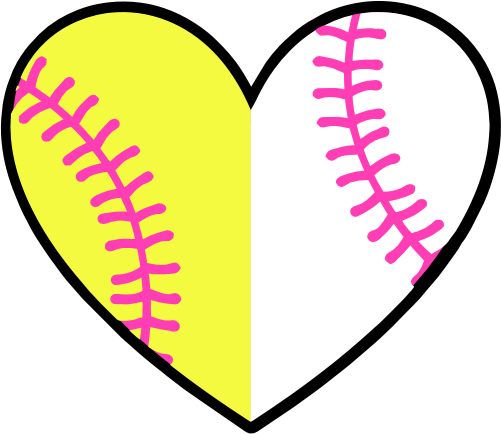 (s041-1) Full Color Softball Baseball Heart Ball Pink Laces