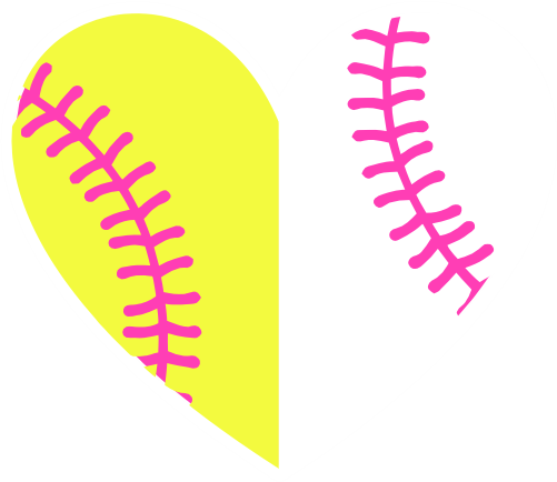 (s041-1) Full Color Softball Baseball Heart Ball Pink Laces