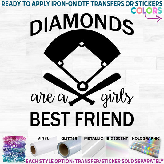 (s041-4P) Diamonds are a Girls Best Friend Baseball Softball