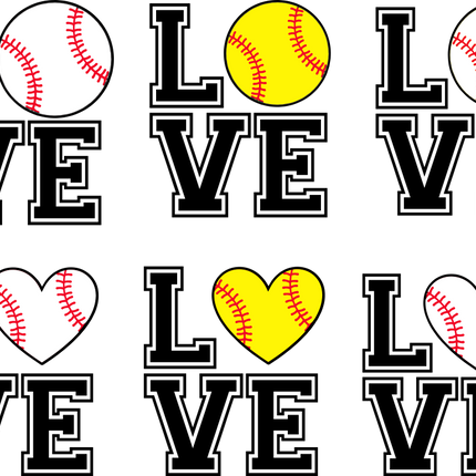 (041-09-3) Stacked Love Baseball Softball Round or Heart Ball
