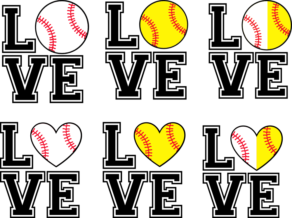 (s041-9) Stacked Love Baseball Softball Round or Heart Ball