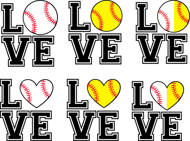 (041-09-3) Stacked Love Baseball Softball Round or Heart Ball