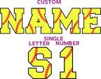 (s041-3S) Softball Single Letters, Numbers or Text Name