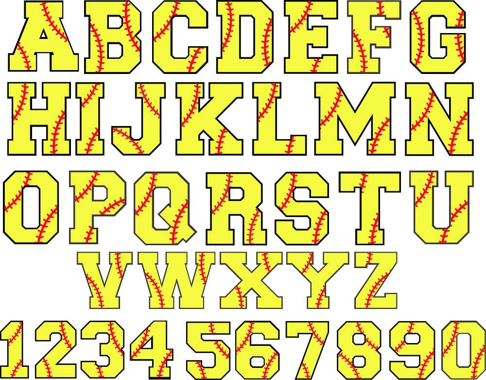 (s041-3S) Softball Single Letters, Numbers or Text Name