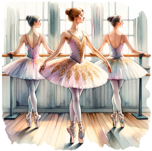 (042-10-A) Watercolor Ballerinas