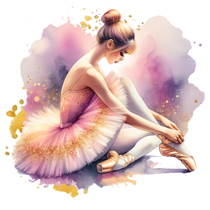 (042-10-B) Colorful Watercolor Ballerina
