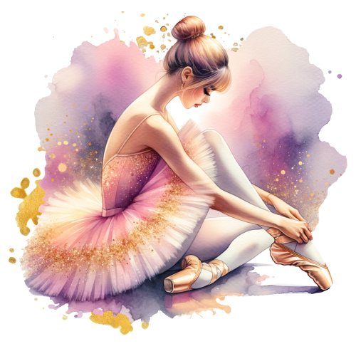 (042-10-B) Colorful Watercolor Ballerina