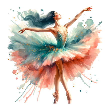 (042-10-C) Colorful Watercolor Ballerina