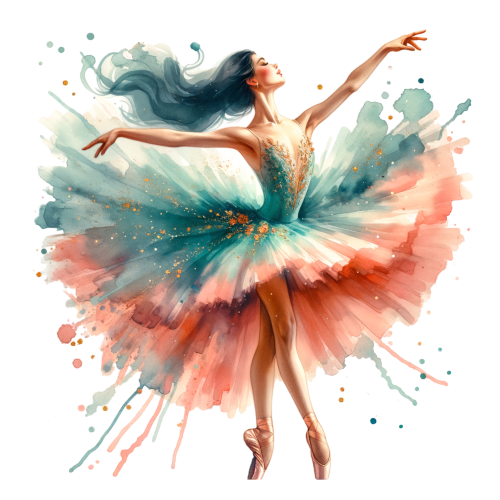 (042-10-C) Colorful Watercolor Ballerina